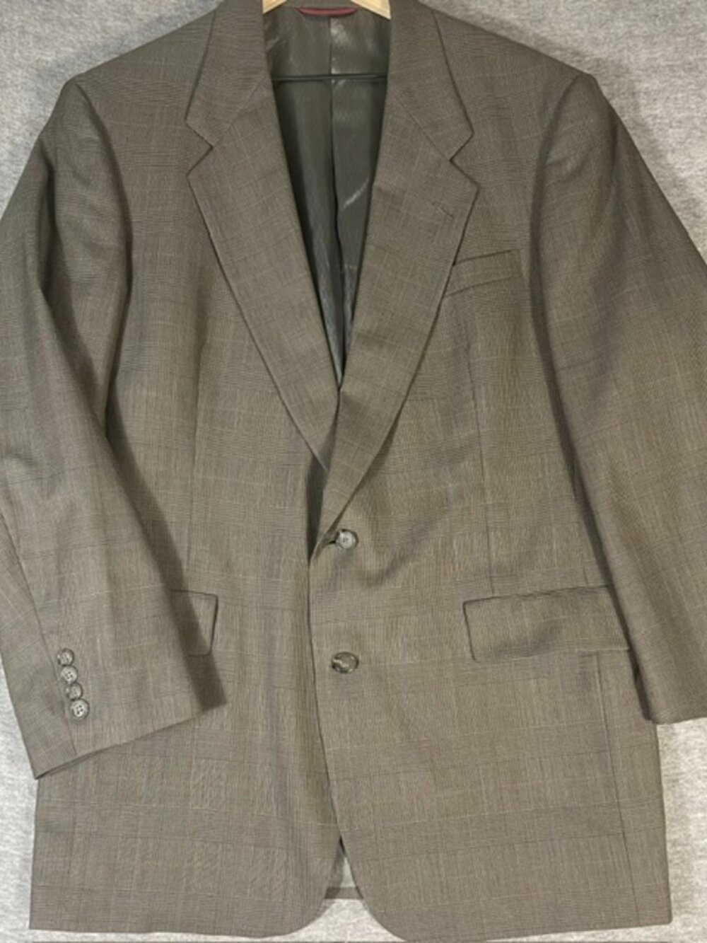 Hart Schaffner Marx Men's 42L Brown Plaid Wool Blazer Sports Coat Jacket Vintage